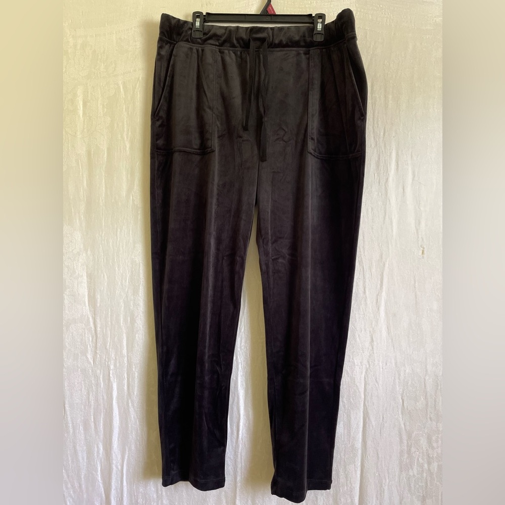 NWT Time&Tru dk black soft/velvet pants drawstring/big square front pockets szXL